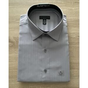 Alfani Alfatech Men's XL 17-17.5 36/37 Slim Fit Dress Shirt Stretch Grey NEW